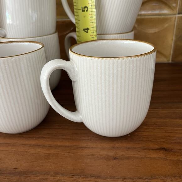 Ceramic Ribbed Reactive Glaze Coffee Mugs 12oz Set of 6 - Picture 4 of 6